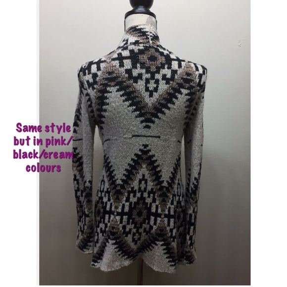 Sun & Shadow Aztec Print Knitted Sweater Open Long Cardigan- w/ flaws - Picture 3 of 13